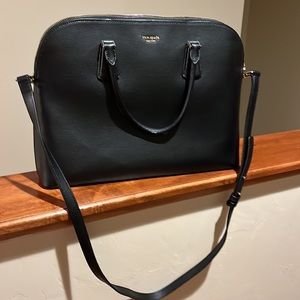 Kate Spade Black Leather with gold trim purse/ laptop work bag. Looks New